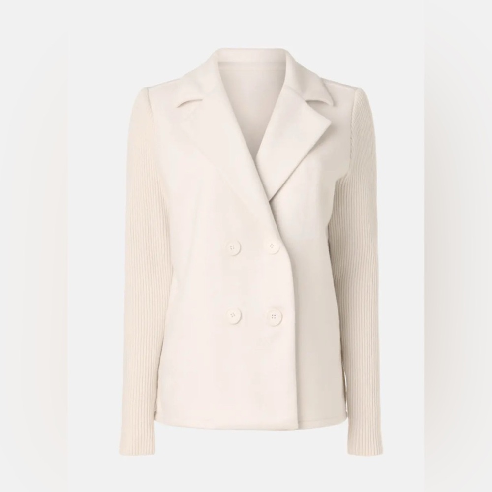 Splendid Off-White Wool Sweater Jacket, Cream Blazer
